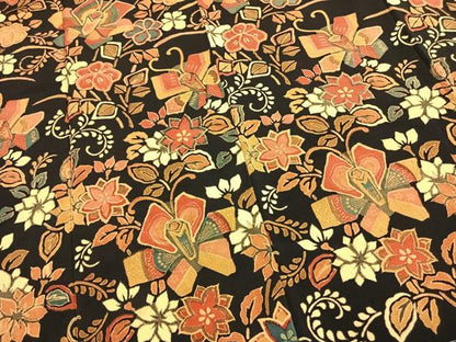 平和屋着物●訪問着　花蝶文　黒地　金彩　鬼しぼ縮緬　正絹　逸品　未使用　AABL3139fy