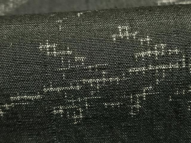 平和屋着物●結城紬　100亀甲　草葉文　黒地　正絹　逸品　AABL3140fy