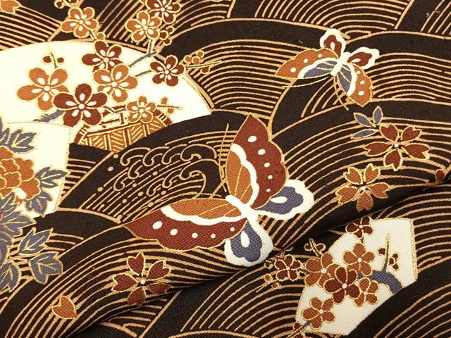 平和屋着物●訪問着　地紙花蝶文　金彩　正絹　逸品　AABL3141fy