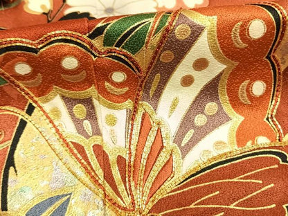 平和屋着物●女優・後藤久美子ブランド　振袖　駒刺繍　花蝶文　暈し染め　金銀彩　正絹　逸品　AABL3144fy