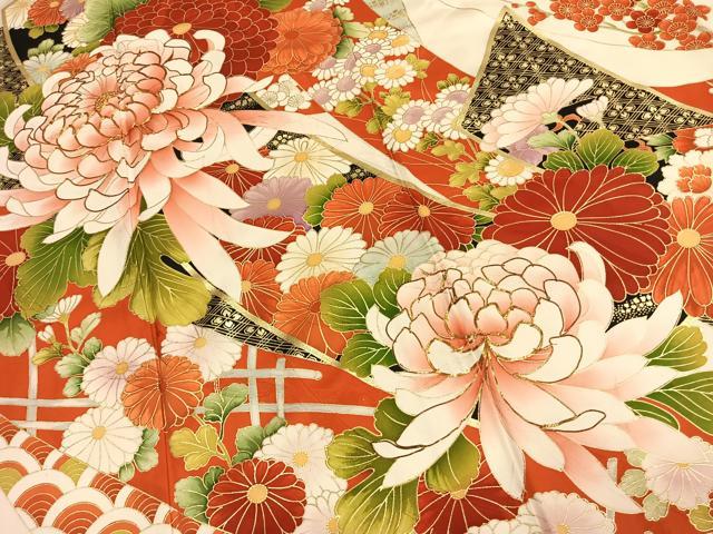 平和屋着物●豪華振袖　駒刺繍　草花文　金彩　逸品　AABL3146fy