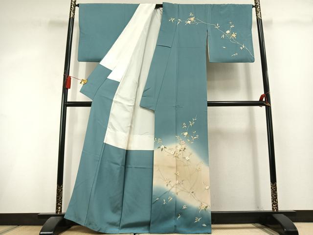 平和屋着物●訪問着　作家物　枝花文　暈し染め　金彩　逸品　AABL3147fy