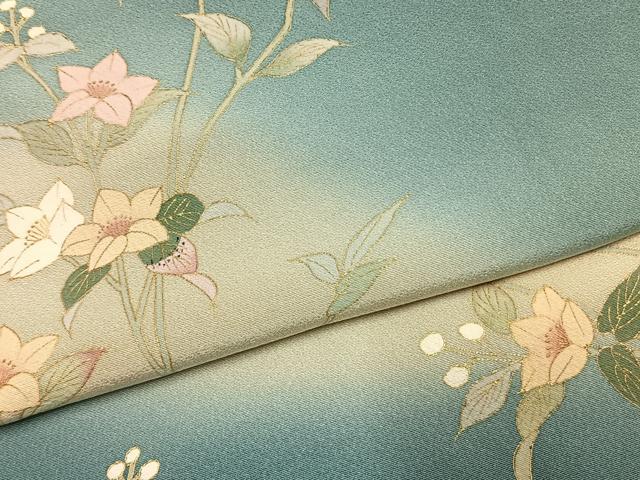 平和屋着物●訪問着　作家物　枝花文　暈し染め　金彩　逸品　AABL3147fy
