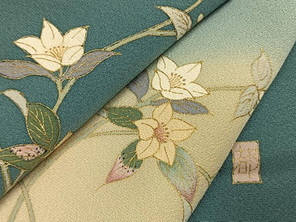 平和屋着物●訪問着　作家物　枝花文　暈し染め　金彩　逸品　AABL3147fy