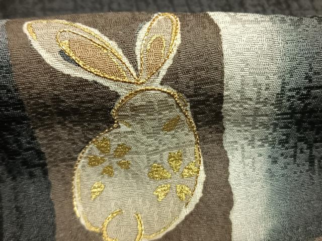 平和屋着物●訪問着　駒刺繍　十二支　暈し染め　黒地　金彩　ロング丈　正絹　逸品　AABL3148fy