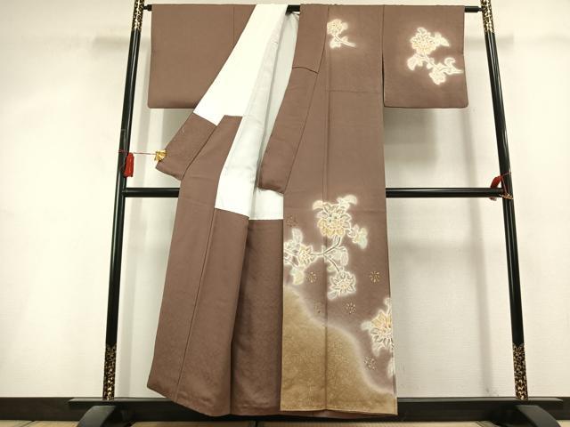 平和屋着物●訪問着　更紗花文　暈し染め　金彩　正絹　逸品　AABL3149fy
