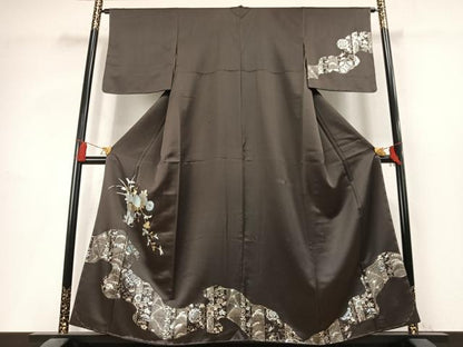 平和屋着物●訪問着　草花文　金銀彩　正絹　逸品　AABL3153fy