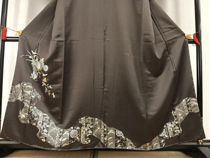 平和屋着物●訪問着　草花文　金銀彩　正絹　逸品　AABL3153fy