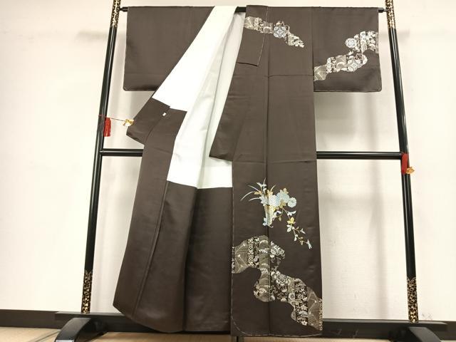 平和屋着物●訪問着　草花文　金銀彩　正絹　逸品　AABL3153fy