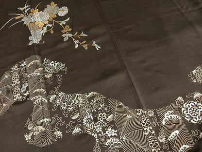 平和屋着物●訪問着　草花文　金銀彩　正絹　逸品　AABL3153fy