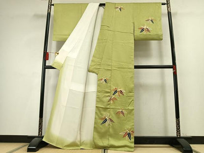 平和屋着物●訪問着　駒刺繍　草花文　金彩　西武百貨店扱い　正絹　逸品　AABL3154fy