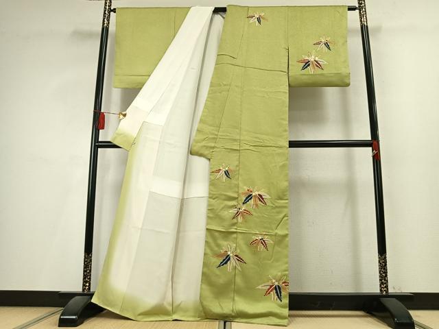 平和屋着物●訪問着　駒刺繍　草花文　金彩　西武百貨店扱い　正絹　逸品　AABL3154fy