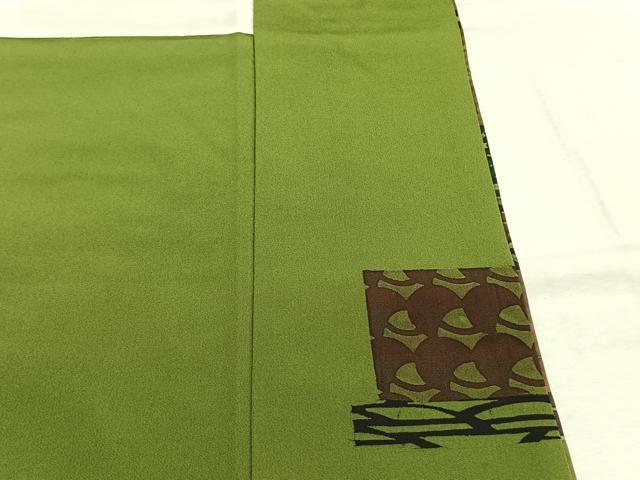 平和屋着物●本場染大島紬　訪問着　ろうけつ染め　横段幾何学文　正絹　逸品　AABL3155fy