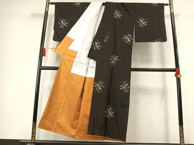 平和屋着物●本場大島紬　9マルキ　地空き　草花文　正絹　逸品　未使用　AABL3156fy