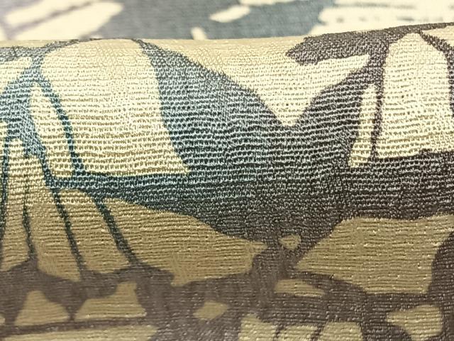 平和屋着物●訪問着　型染め　枝葉文　暈し染め　黒地　正絹　逸品　AABL3160fy