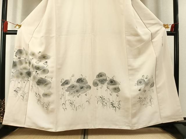 平和屋着物●東京友禅　熊谷好博子　訪問着　手描き　草花文　高島屋扱い　正絹　逸品　AABL3161fy