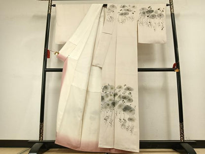 平和屋着物●東京友禅　熊谷好博子　訪問着　手描き　草花文　高島屋扱い　正絹　逸品　AABL3161fy