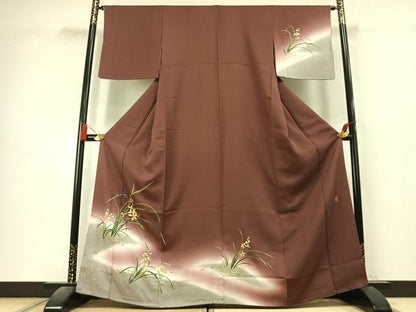 平和屋着物●漆工芸作家　金森一博　訪問着　草花文　暈し染め　金彩　正絹　逸品　AABL3162fy