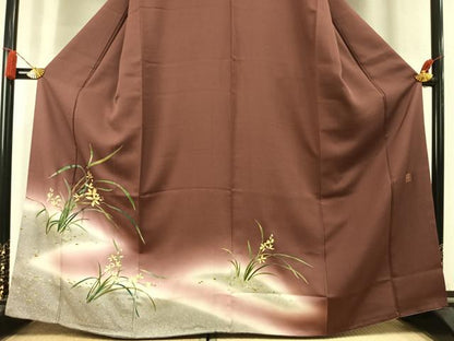 平和屋着物●漆工芸作家　金森一博　訪問着　草花文　暈し染め　金彩　正絹　逸品　AABL3162fy