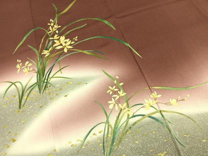 平和屋着物●漆工芸作家　金森一博　訪問着　草花文　暈し染め　金彩　正絹　逸品　AABL3162fy
