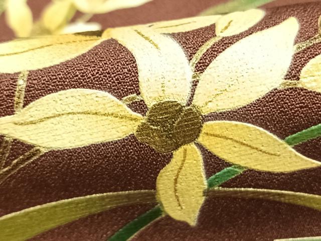 平和屋着物●漆工芸作家　金森一博　訪問着　草花文　暈し染め　金彩　正絹　逸品　AABL3162fy