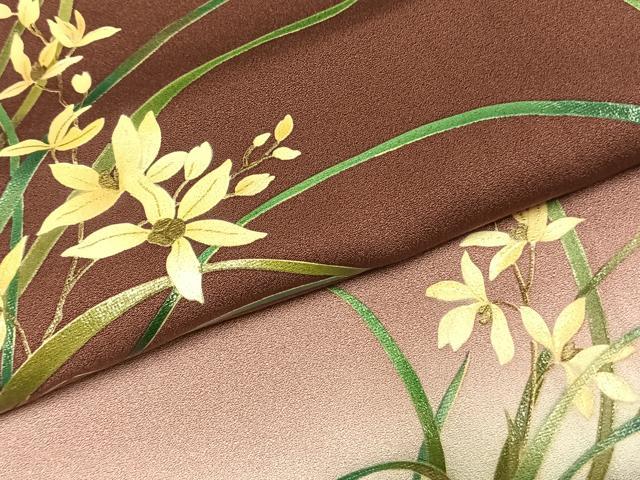 平和屋着物●漆工芸作家　金森一博　訪問着　草花文　暈し染め　金彩　正絹　逸品　AABL3162fy