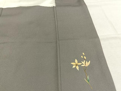 平和屋着物●漆工芸作家　金森一博　訪問着　草花文　暈し染め　金彩　正絹　逸品　AABL3162fy