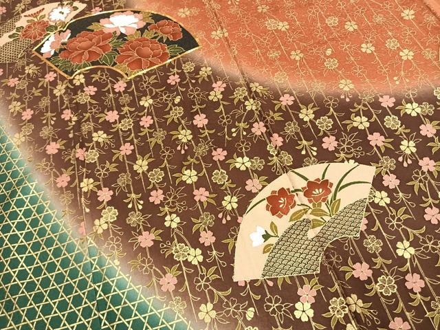 平和屋着物●豪華振袖　駒刺繍　地紙花文　暈し染め　金彩　正絹　逸品　AABL3165fy