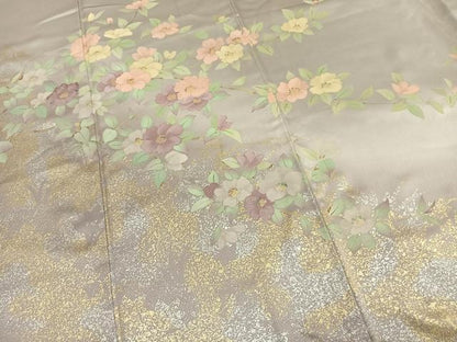 平和屋着物●訪問着　絵無工房　刺繍　枝花文　暈し染め　金銀彩　正絹　逸品　AABL3168fy