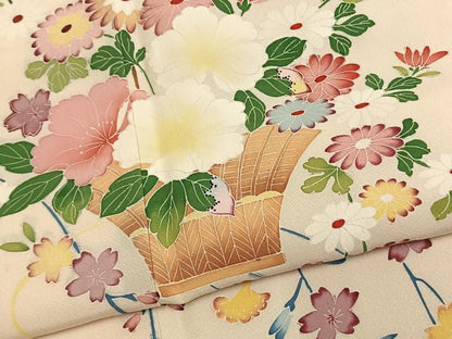 平和屋着物●訪問着　友禅　作家物　草花文　そごう百貨店扱い　正絹　逸品　AABL3169fy