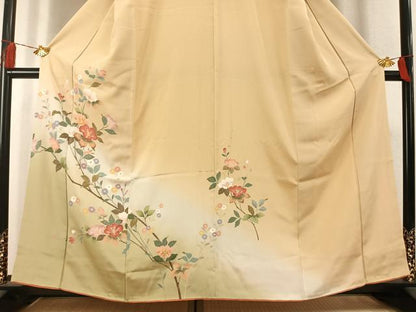 平和屋着物●訪問着　友禅　枝花文　暈し染め　正絹　逸品　AABL3170fy