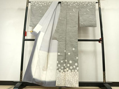 平和屋着物●訪問着　紬地　雪輪重ね文　正絹　逸品　AABL3173fy