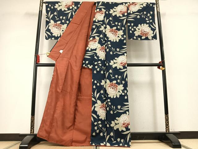 平和屋着物●小紋　草花文　洗える着物　未使用　AABL3174fy