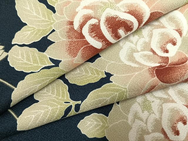 平和屋着物●小紋　草花文　洗える着物　未使用　AABL3174fy
