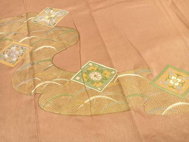 平和屋着物●訪問着　駒刺繍　花菱文　金糸　金彩　正絹　逸品　AABL3175fy