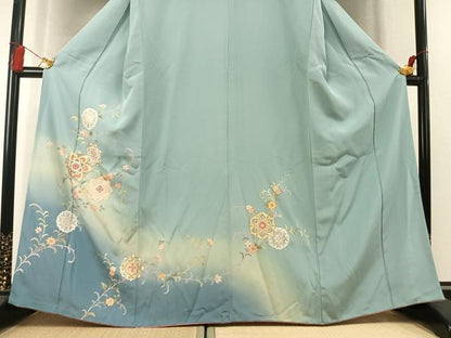 平和屋着物●訪問着　吉祥花文　暈し染め　金銀彩　正絹　逸品　AABL3176fy