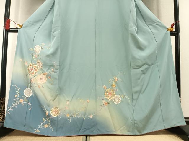 平和屋着物●訪問着　吉祥花文　暈し染め　金銀彩　正絹　逸品　AABL3176fy