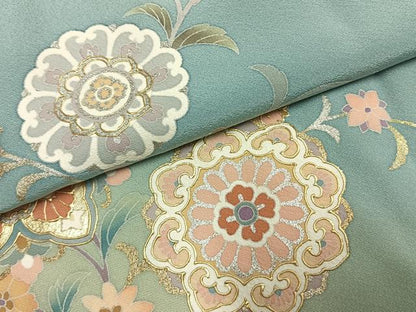 平和屋着物●訪問着　吉祥花文　暈し染め　金銀彩　正絹　逸品　AABL3176fy