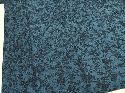 平和屋着物●上質な小紋　藍　型染め　花鳥文　正絹　逸品　AABL3177fy