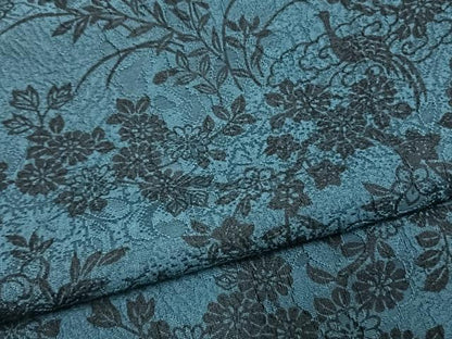 平和屋着物●上質な小紋　藍　型染め　花鳥文　正絹　逸品　AABL3177fy