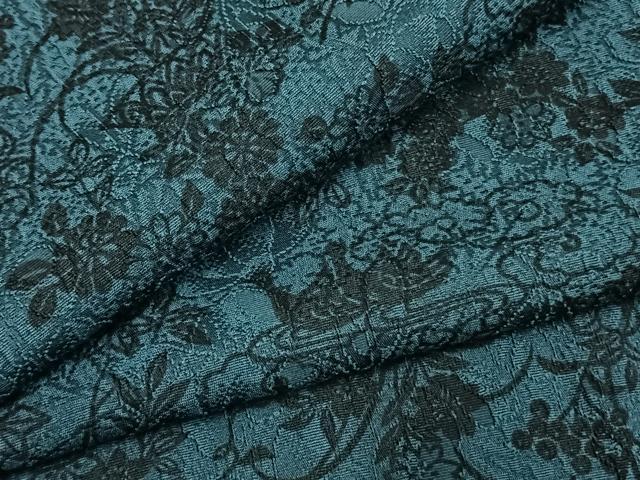平和屋着物●上質な小紋　藍　型染め　花鳥文　正絹　逸品　AABL3177fy