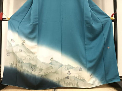 平和屋着物●訪問着　作家物　風景文　暈し染め　正絹　逸品　AABL3178fy