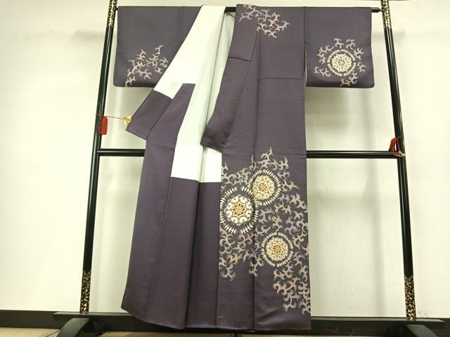 平和屋着物●訪問着　駒刺繍　吉祥花文　金彩　正絹　逸品　AABL3179fy