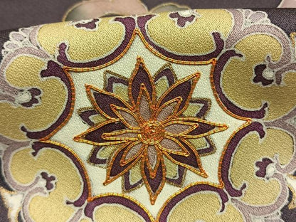 平和屋着物●訪問着　駒刺繍　吉祥花文　金彩　正絹　逸品　AABL3179fy