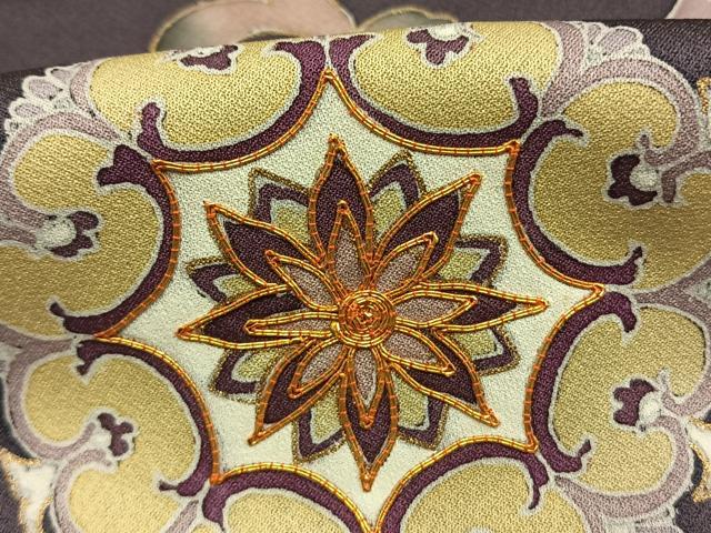 平和屋着物●訪問着　駒刺繍　吉祥花文　金彩　正絹　逸品　AABL3179fy