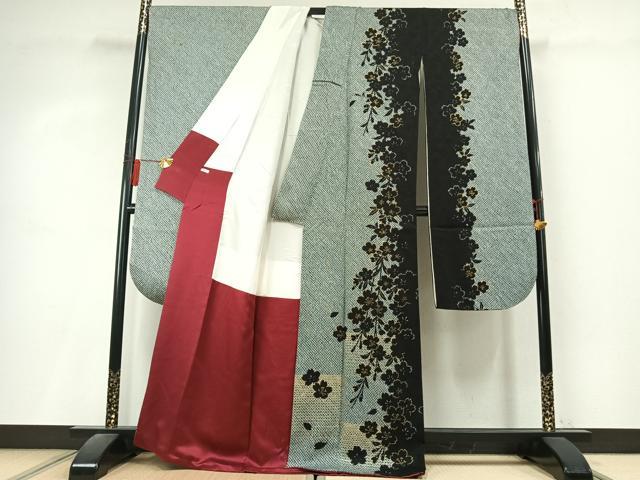 平和屋着物●豪華振袖　総絞り　舞桜文　金彩　正絹　逸品　AABL3182fy