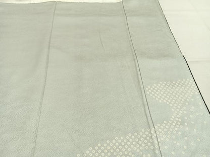 平和屋着物●訪問着　絞り　草花文　暈し染め　黒地　金銀彩　正絹　逸品　AABL3183fy
