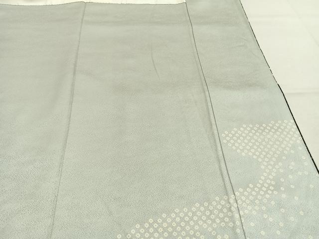 平和屋着物●訪問着　絞り　草花文　暈し染め　黒地　金銀彩　正絹　逸品　AABL3183fy