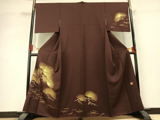 平和屋着物●金彩友禅作家　金彩の魔術師　堀省平　金煌織　訪問着　枝松文　金彩　正絹　逸品　AABL3185fy