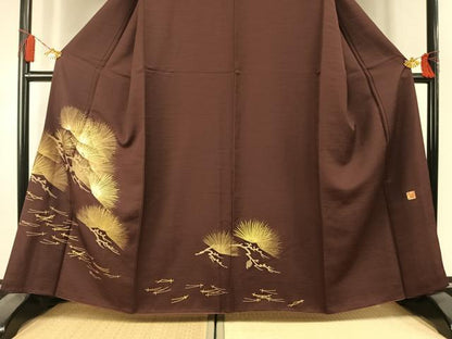 平和屋着物●金彩友禅作家　金彩の魔術師　堀省平　金煌織　訪問着　枝松文　金彩　正絹　逸品　AABL3185fy